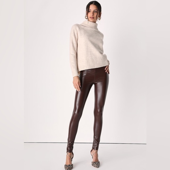 Lulus Pants - Lulus Rock Music Chocolate Brown Vegan Leather
Leggings, Size M, NWT